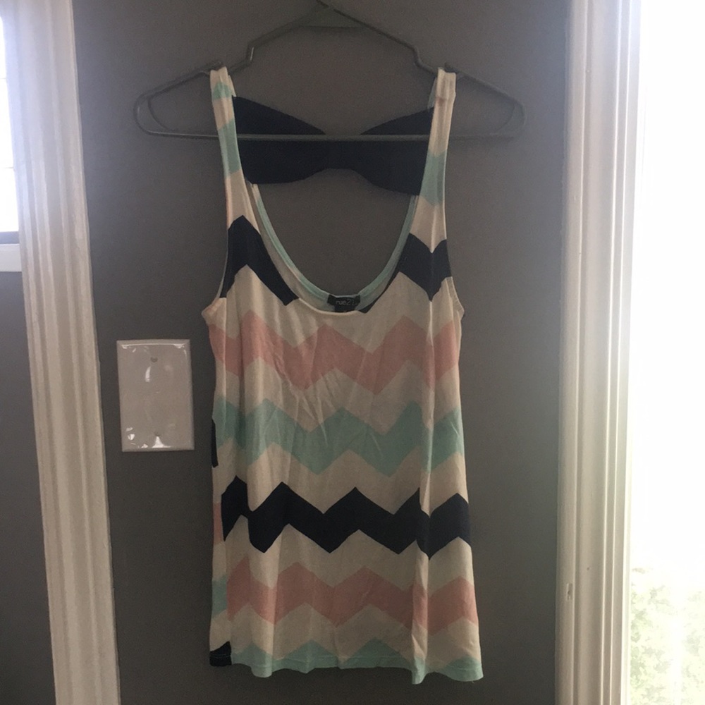 Rue21 Chevron Tank Top - Black, Pink, Blue, Cream